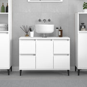 Wastafelkast 80x33x60 cm bewerkt hout wit wandmontage