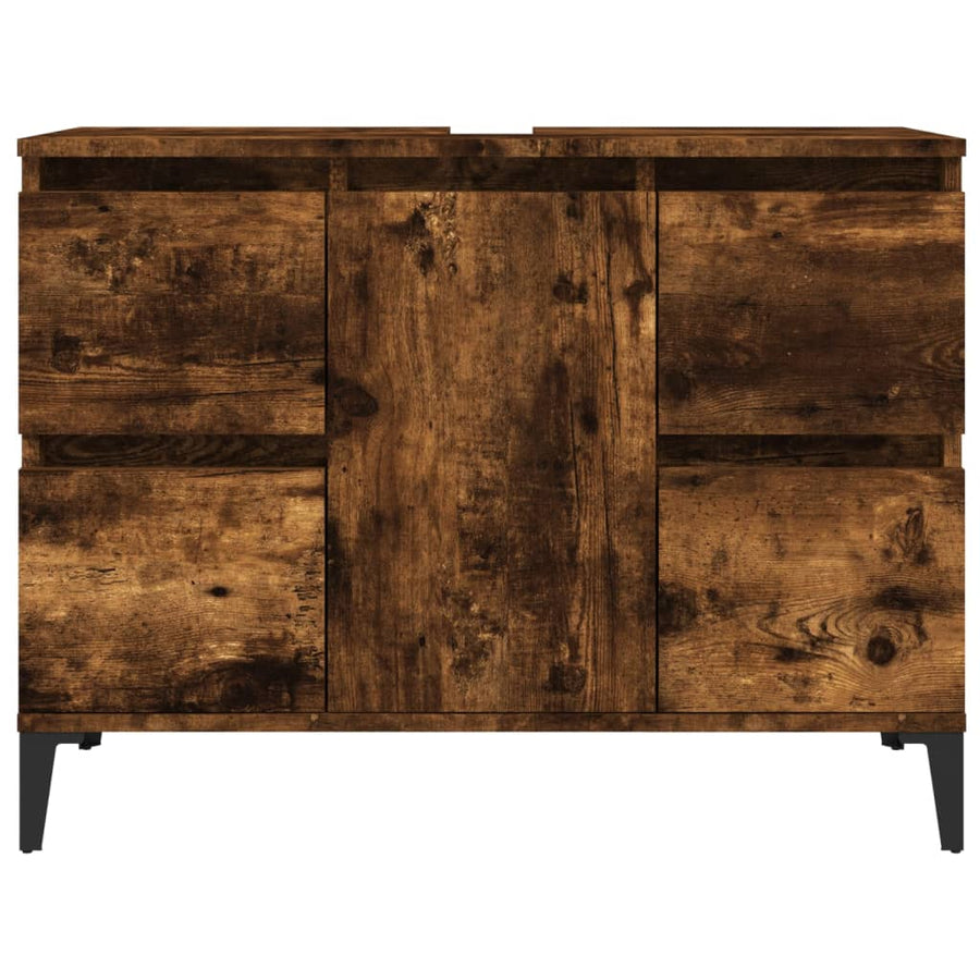 Wastafelkast 80X33X60 Cm Bewerkt Hout Kleurig Gerookt eiken