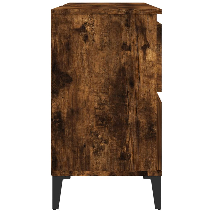 Wastafelkast 80X33X60 Cm Bewerkt Hout Kleurig Gerookt eiken