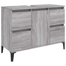 Wastafelkast 80X33X60 Cm Bewerkt Hout Eikenkleurig Grijs sonoma