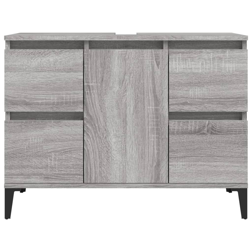Wastafelkast 80X33X60 Cm Bewerkt Hout Eikenkleurig Grijs sonoma
