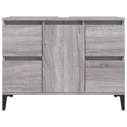 Wastafelkast 80X33X60 Cm Bewerkt Hout Eikenkleurig Grijs sonoma