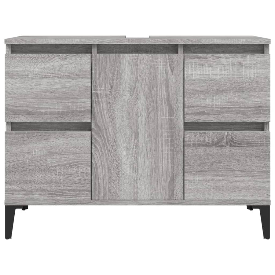 Wastafelkast 80X33X60 Cm Bewerkt Hout Eikenkleurig Grijs sonoma