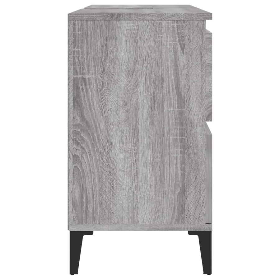 Wastafelkast 80X33X60 Cm Bewerkt Hout Eikenkleurig Grijs sonoma