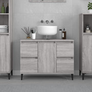 Wastafelkast 80x33x60 cm bewerkt hout grijs