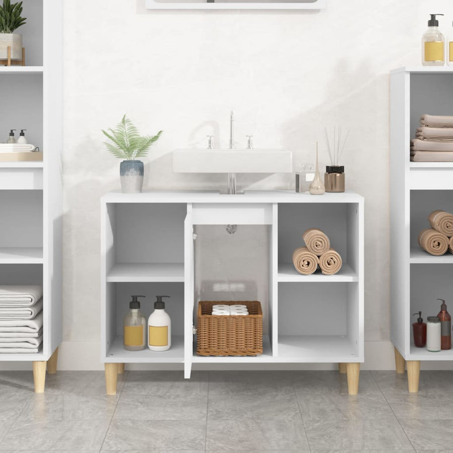 Wastafelkast 80X33X60 Cm Bewerkt Hout Wit