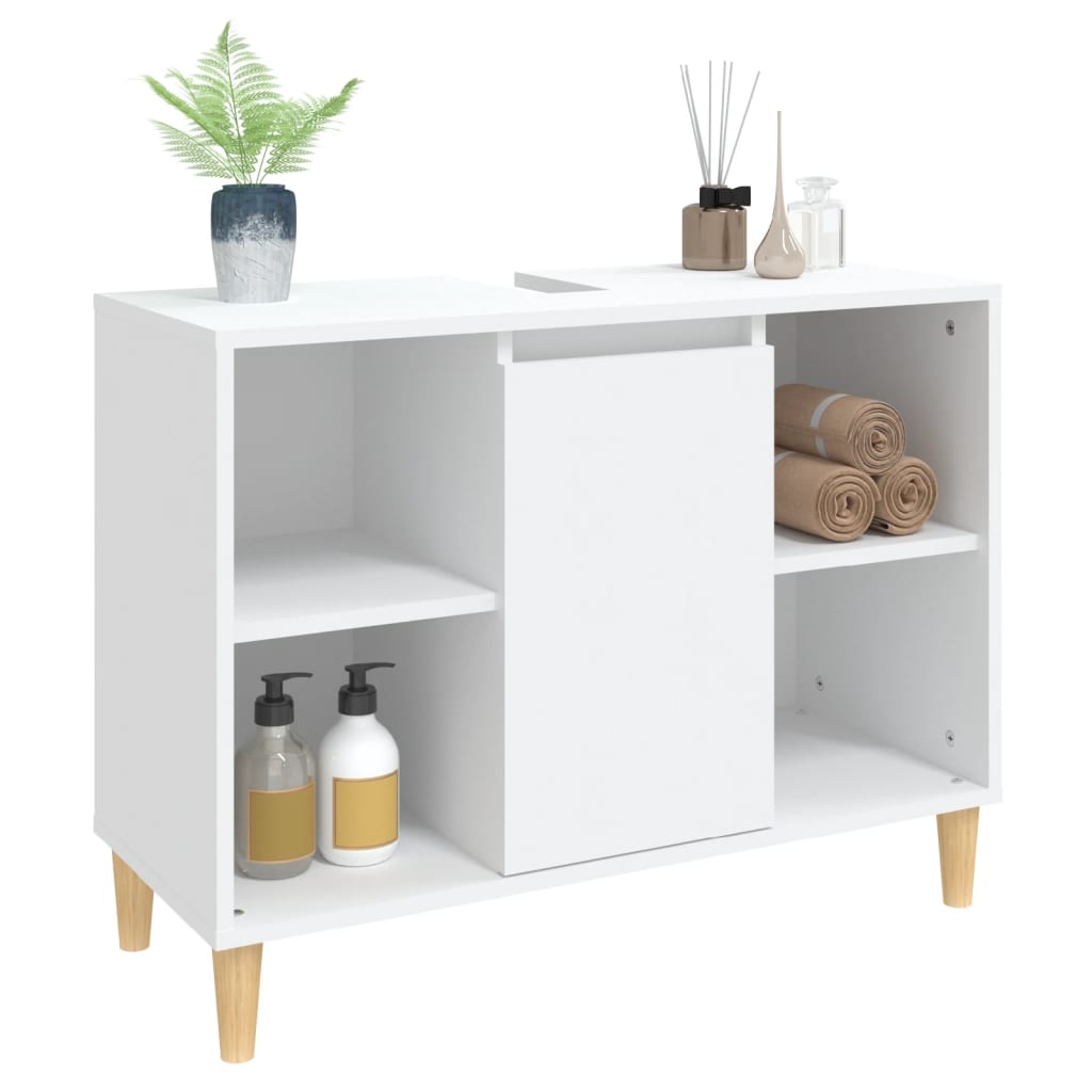 Wastafelkast 80X33X60 Cm Bewerkt Hout Wit