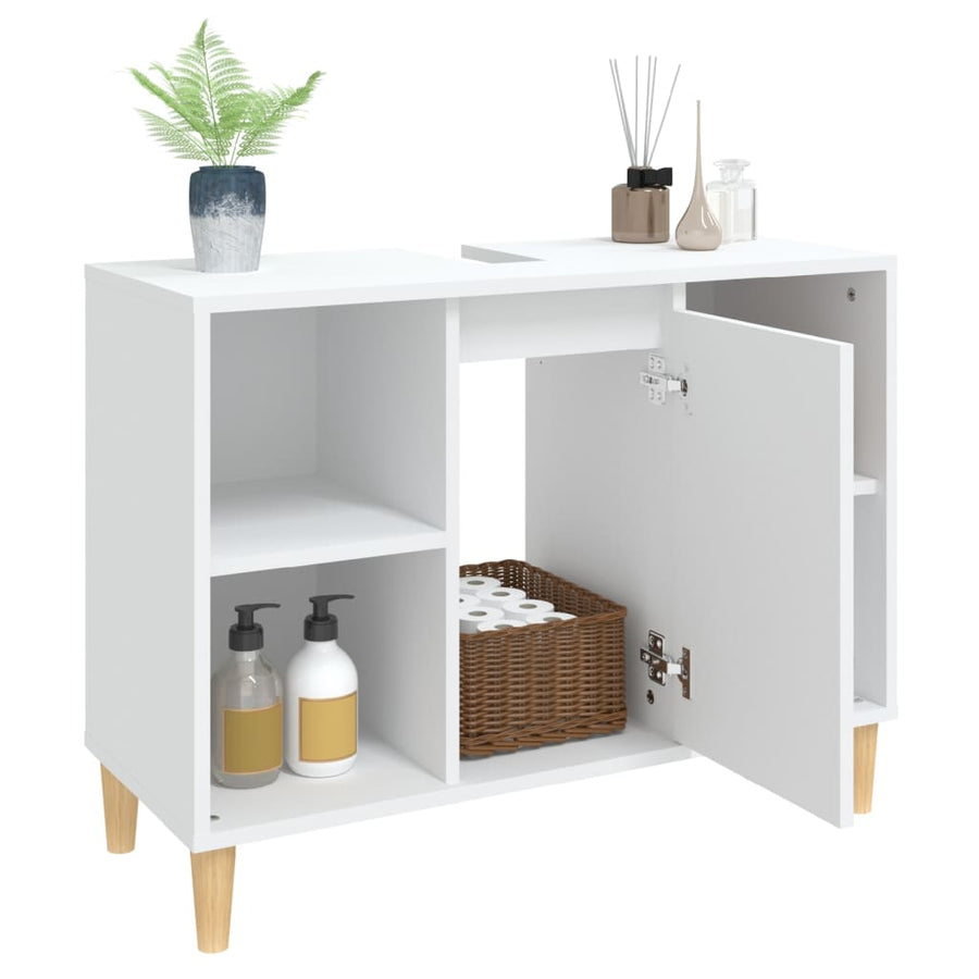 Wastafelkast 80X33X60 Cm Bewerkt Hout Wit