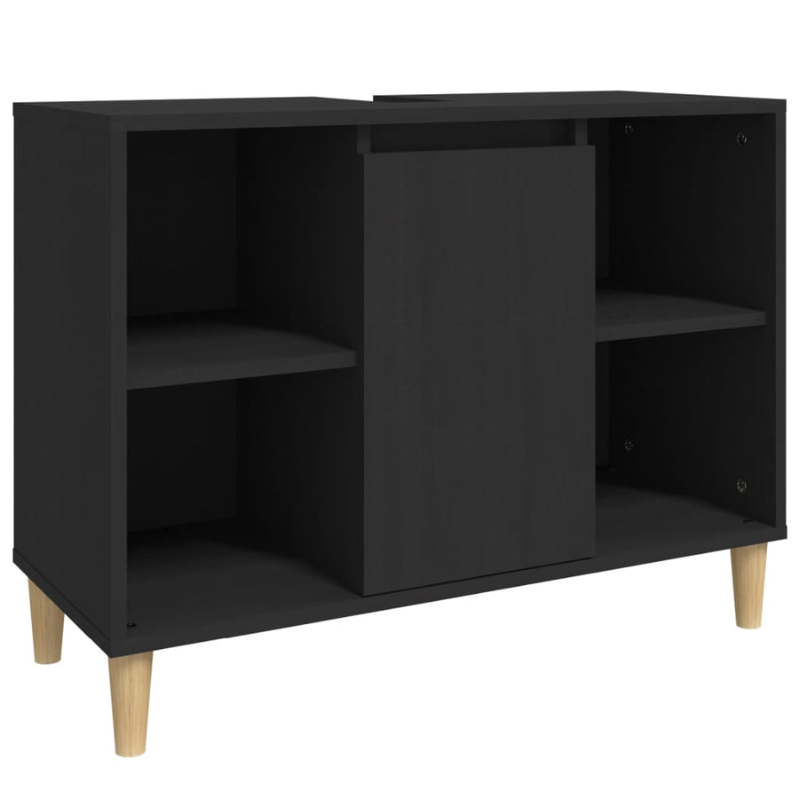 Wastafelkast 80X33X60 Cm Bewerkt Hout Zwart