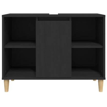 Wastafelkast 80X33X60 Cm Bewerkt Hout Zwart