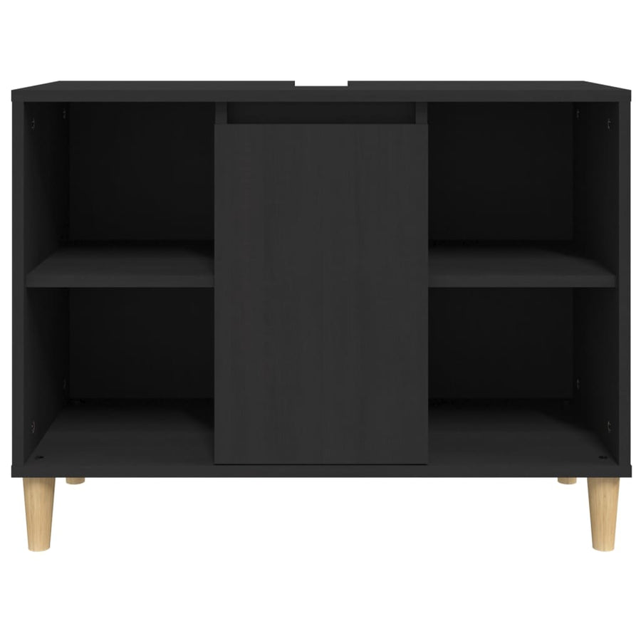 Wastafelkast 80X33X60 Cm Bewerkt Hout Zwart