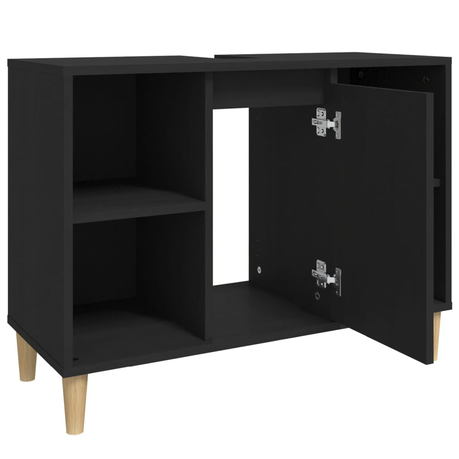 Wastafelkast 80X33X60 Cm Bewerkt Hout Zwart
