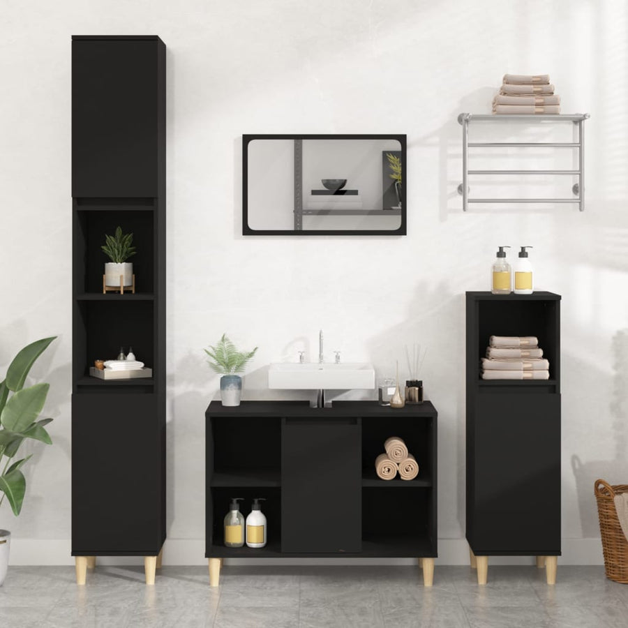 Wastafelkast 80X33X60 Cm Bewerkt Hout Zwart