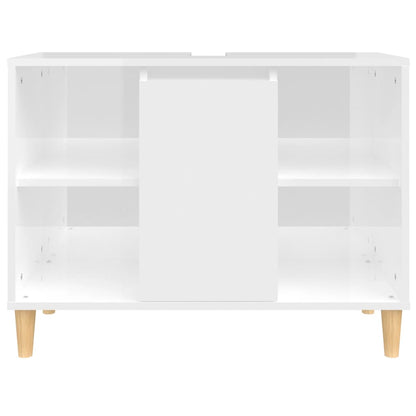 Wastafelkast 80X33X60 Cm Bewerkt Hout Hoogglans wit