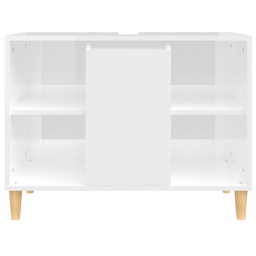 Wastafelkast 80X33X60 Cm Bewerkt Hout Hoogglans wit