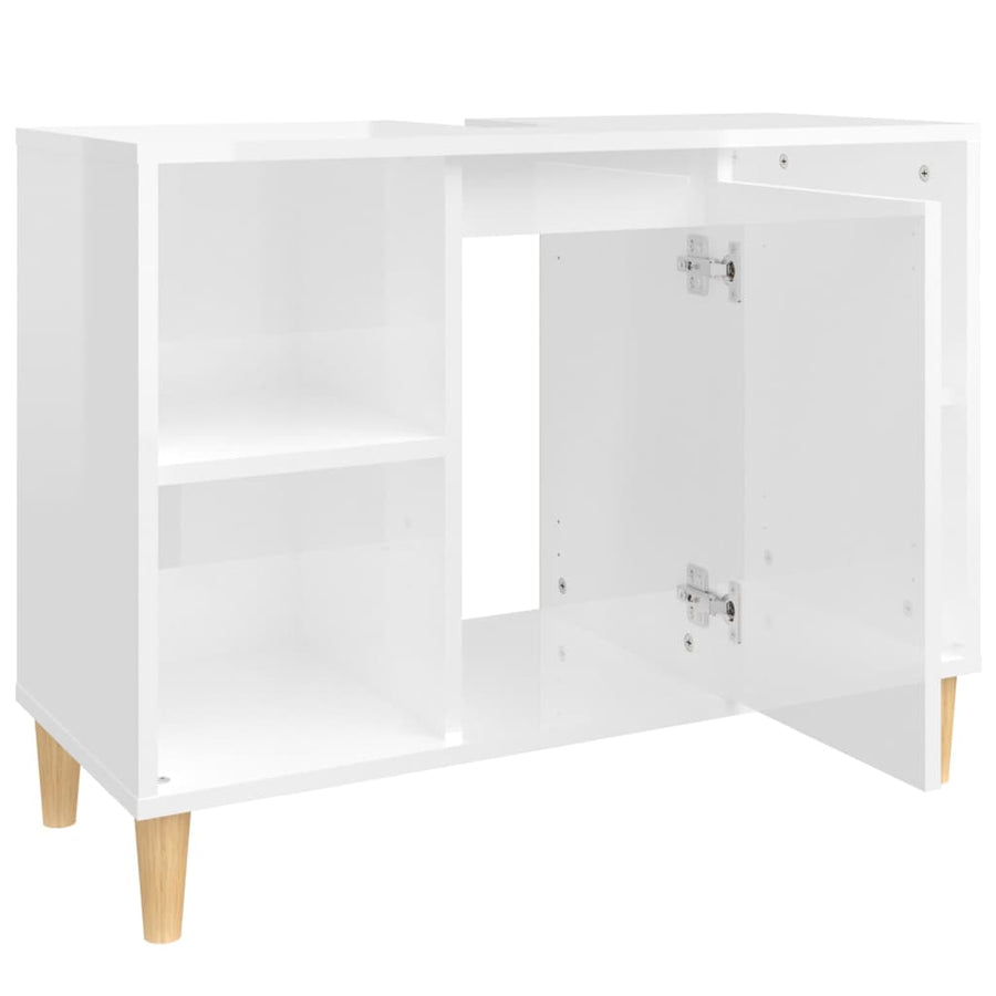 Wastafelkast 80X33X60 Cm Bewerkt Hout Hoogglans wit