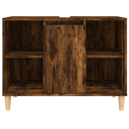 Wastafelkast 80X33X60 Cm Bewerkt Hout Kleurig Gerookt eiken