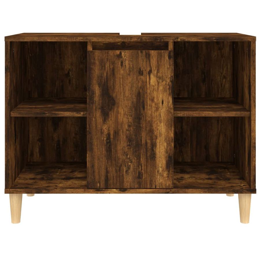 Wastafelkast 80X33X60 Cm Bewerkt Hout Kleurig Gerookt eiken