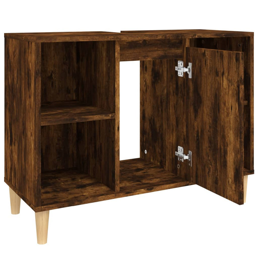 Wastafelkast 80X33X60 Cm Bewerkt Hout Kleurig Gerookt eiken