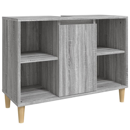 Wastafelkast 80X33X60 Cm Bewerkt Hout Eikenkleurig Grijs sonoma