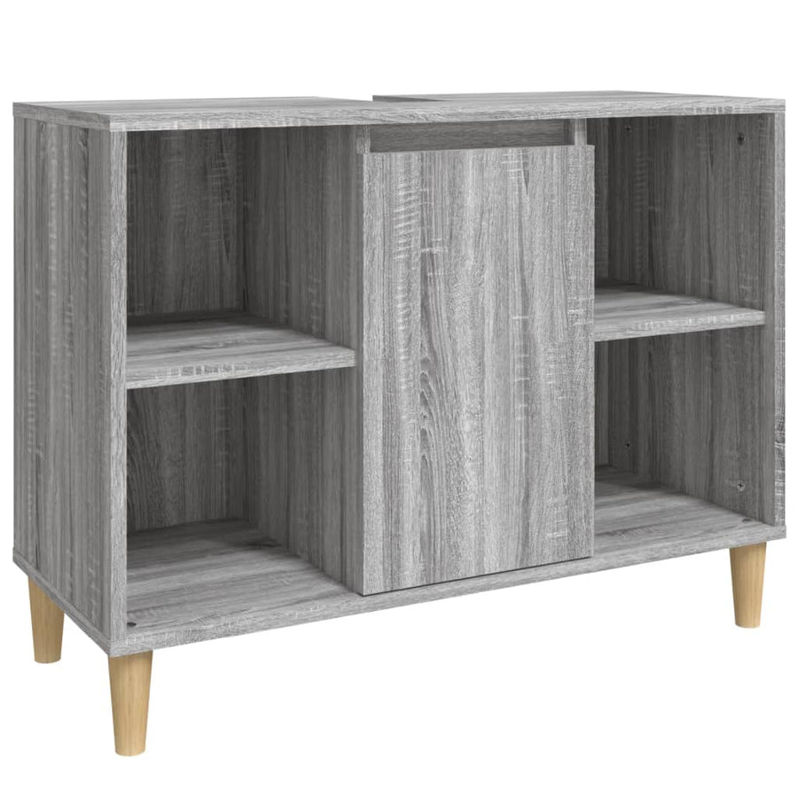 Wastafelkast 80X33X60 Cm Bewerkt Hout Eikenkleurig Grijs sonoma