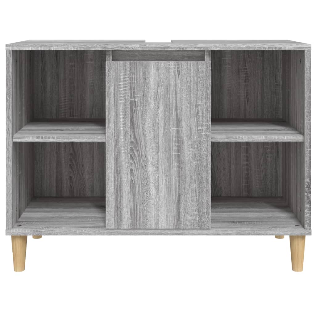 Wastafelkast 80X33X60 Cm Bewerkt Hout Eikenkleurig Grijs sonoma