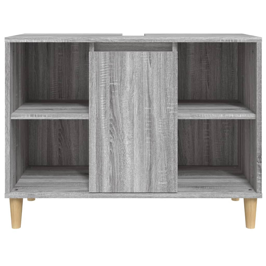 Wastafelkast 80X33X60 Cm Bewerkt Hout Eikenkleurig Grijs sonoma