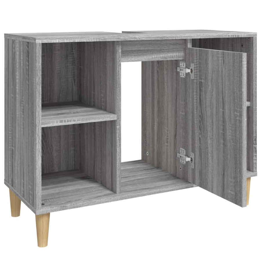 Wastafelkast 80X33X60 Cm Bewerkt Hout Eikenkleurig Grijs sonoma