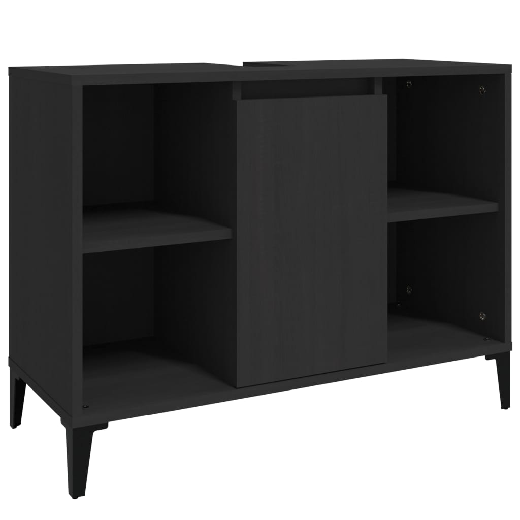 Wastafelkast 80X33X60 Cm Bewerkt Hout Zwart
