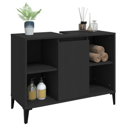 Wastafelkast 80X33X60 Cm Bewerkt Hout Zwart