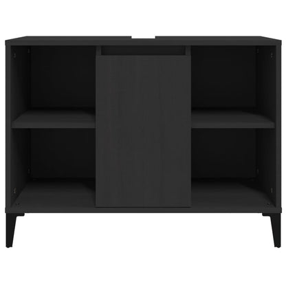 Wastafelkast 80X33X60 Cm Bewerkt Hout Zwart