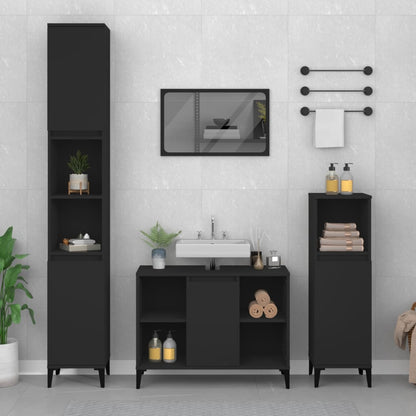Wastafelkast 80X33X60 Cm Bewerkt Hout Zwart