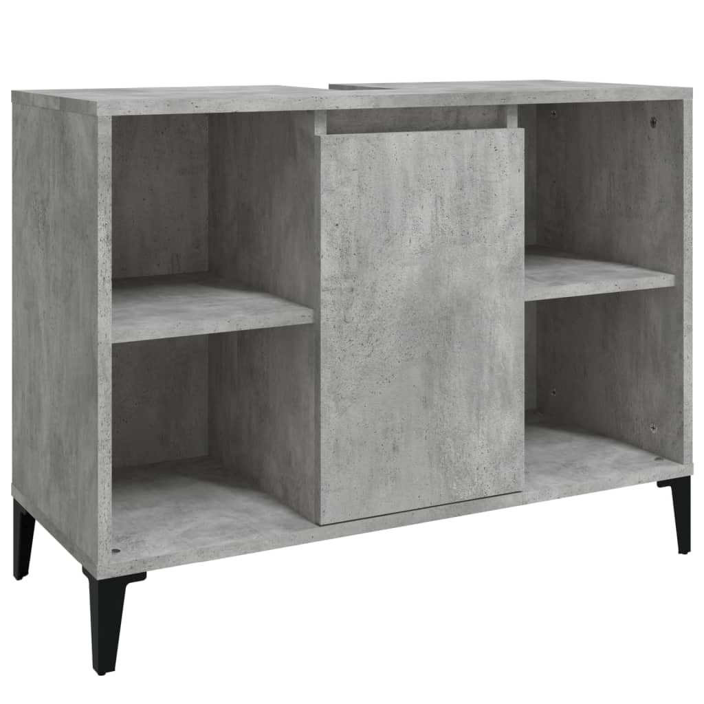 Wastafelkast 80X33X60 Cm Bewerkt Hout Betongrijs