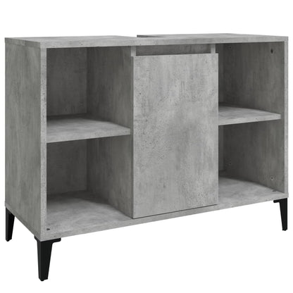 Wastafelkast 80X33X60 Cm Bewerkt Hout Betongrijs