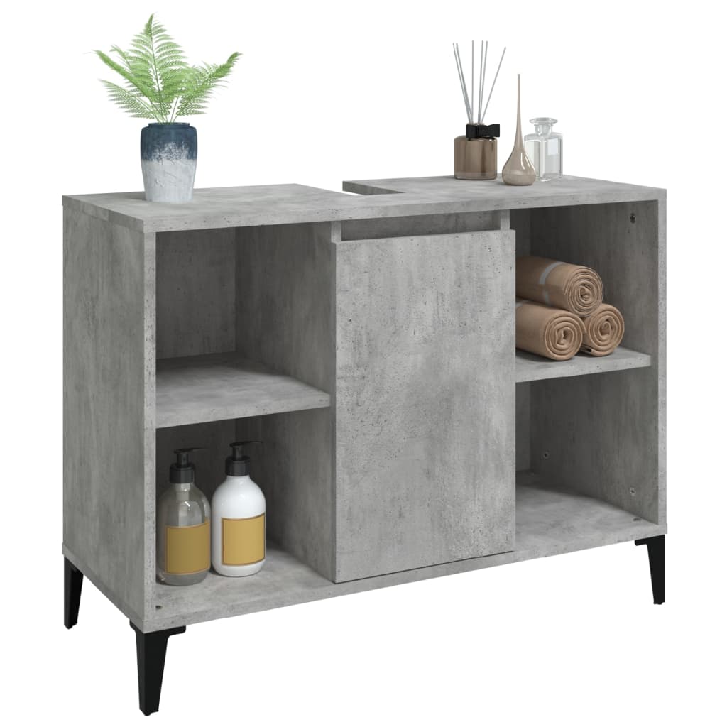 Wastafelkast 80X33X60 Cm Bewerkt Hout Betongrijs