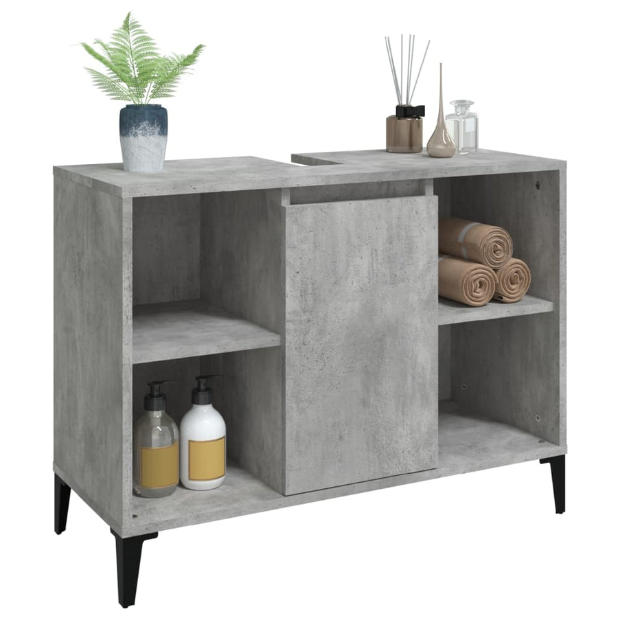 Wastafelkast 80X33X60 Cm Bewerkt Hout Betongrijs