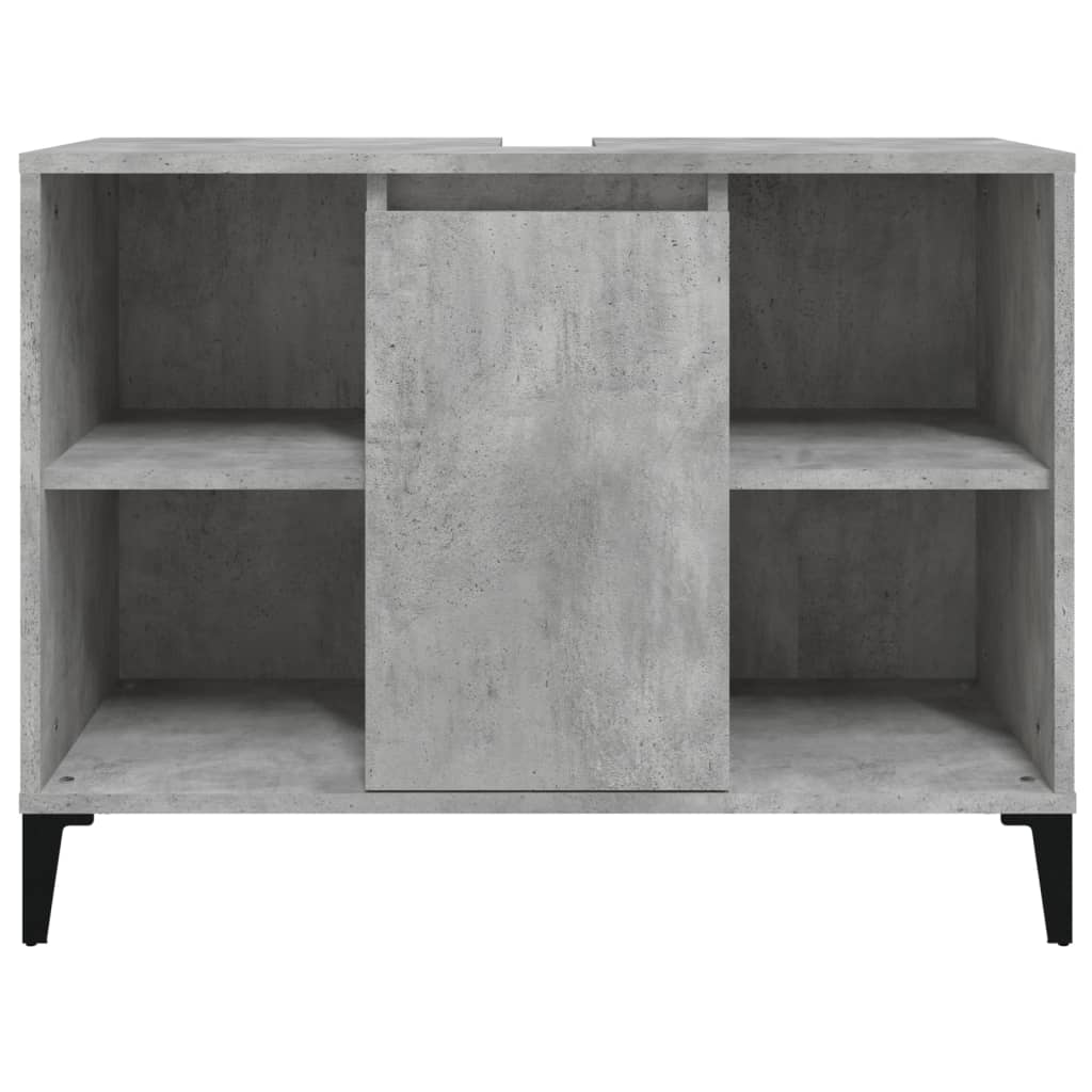 Wastafelkast 80X33X60 Cm Bewerkt Hout Betongrijs
