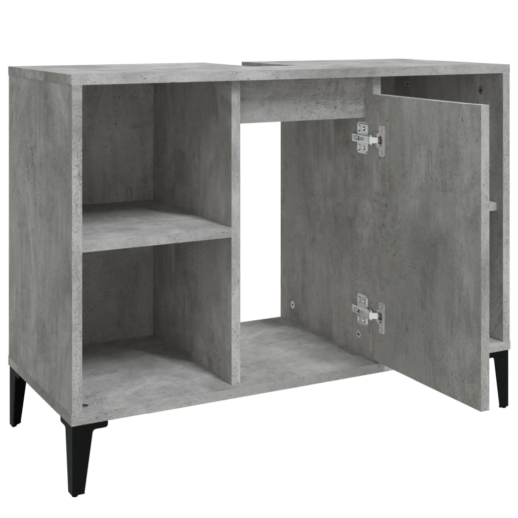 Wastafelkast 80X33X60 Cm Bewerkt Hout Betongrijs
