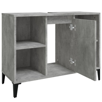 Wastafelkast 80X33X60 Cm Bewerkt Hout Betongrijs