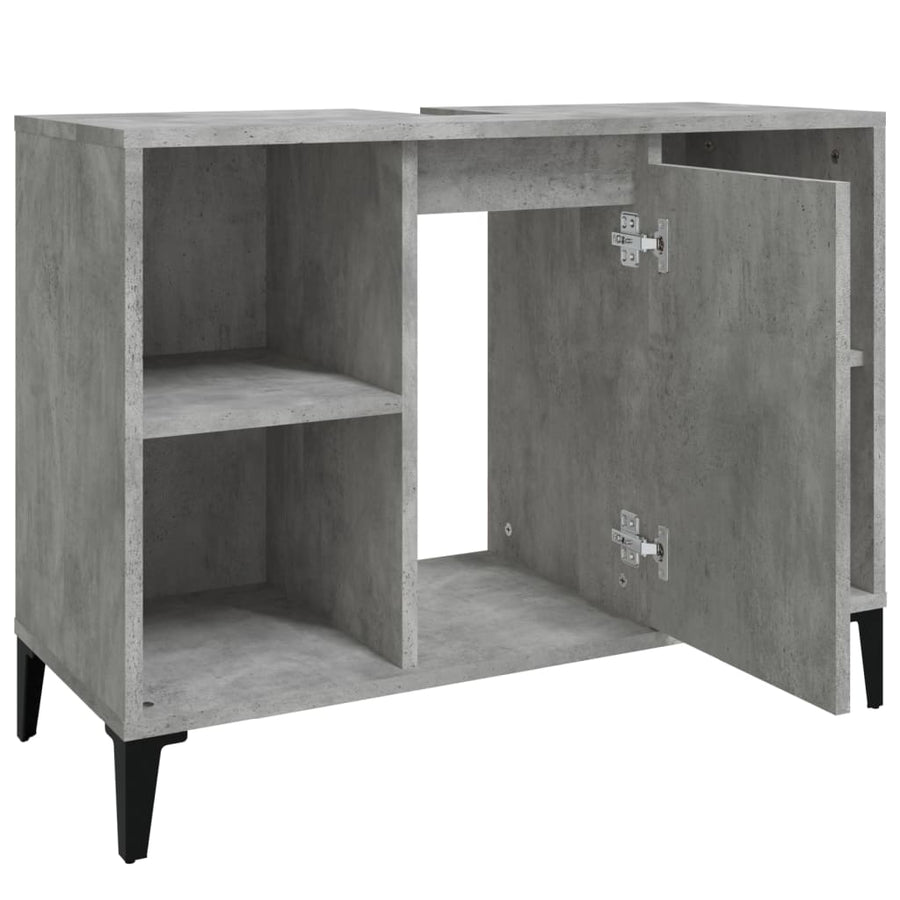 Wastafelkast 80X33X60 Cm Bewerkt Hout Betongrijs