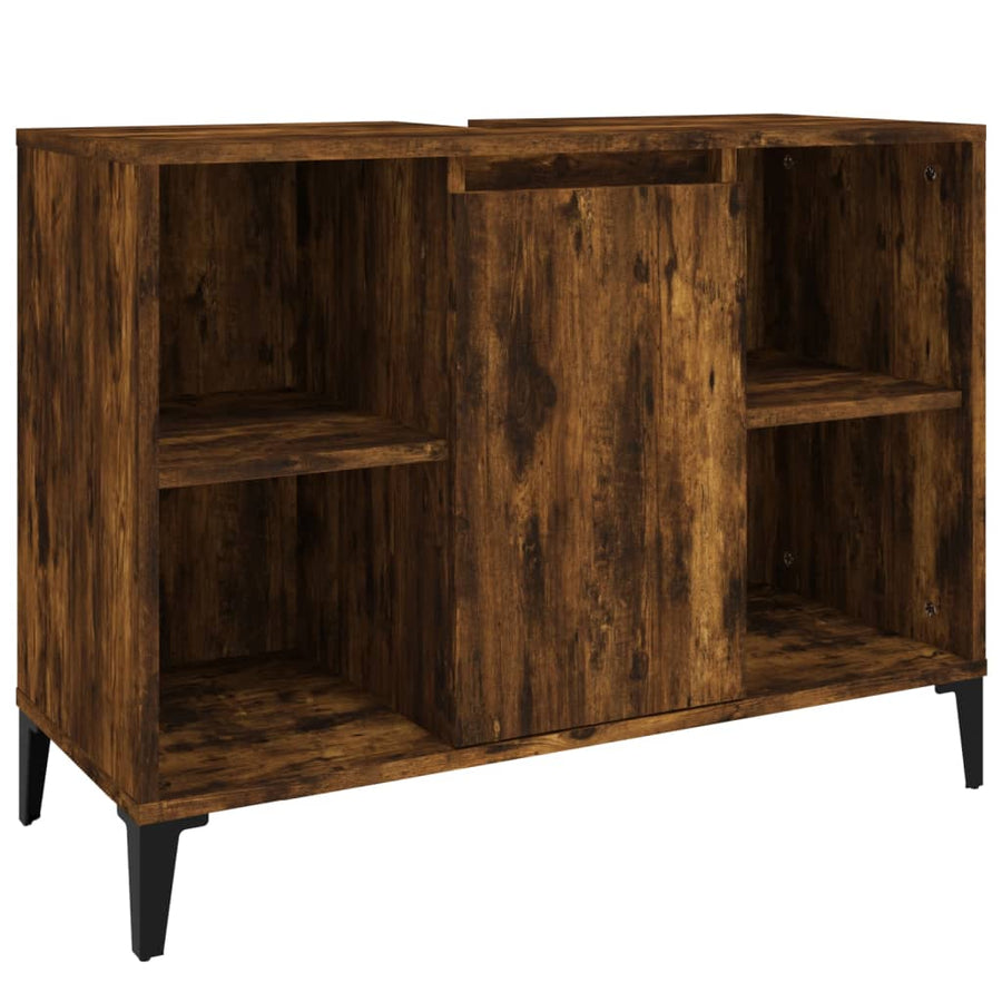 Wastafelkast 80X33X60 Cm Bewerkt Hout Kleurig Gerookt eiken