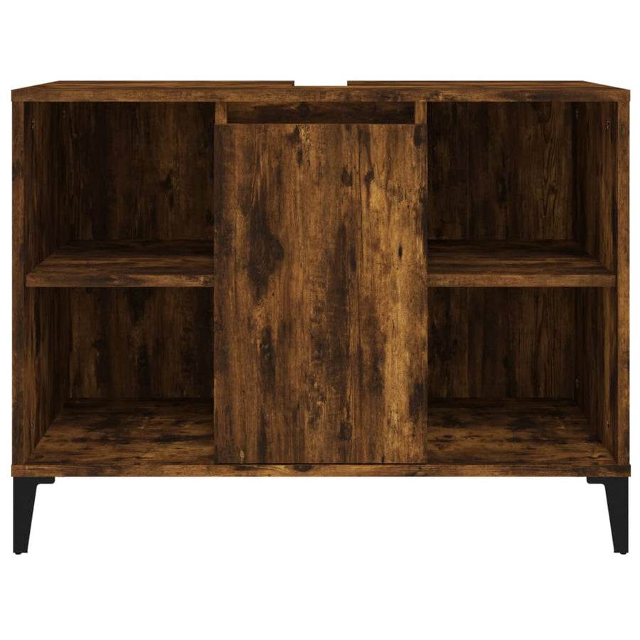 Wastafelkast 80X33X60 Cm Bewerkt Hout Kleurig Gerookt eiken