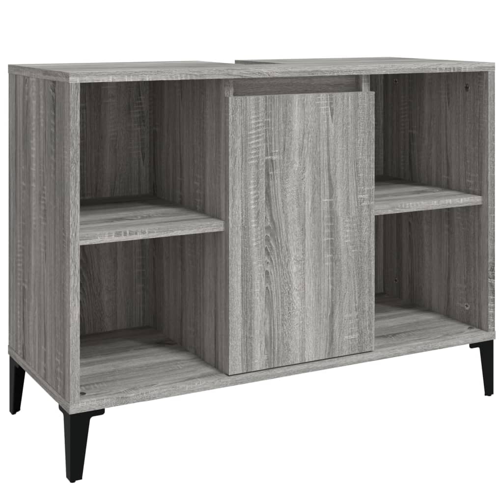 Wastafelkast 80X33X60 Cm Bewerkt Hout Eikenkleurig Grijs sonoma