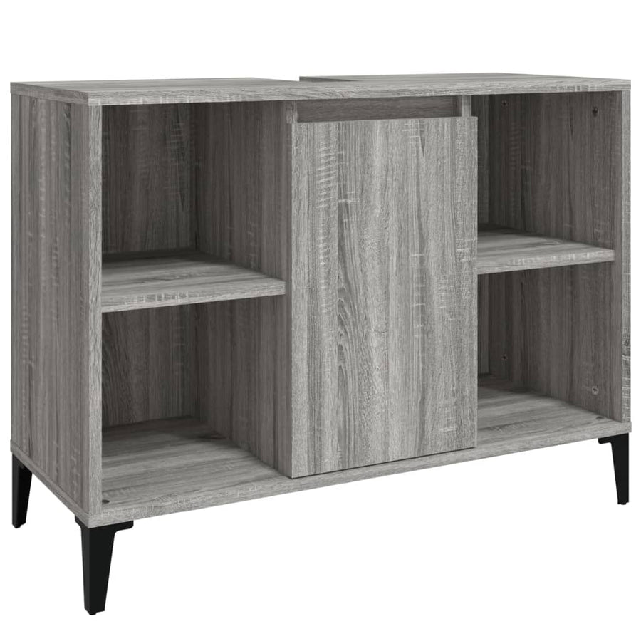 Wastafelkast 80X33X60 Cm Bewerkt Hout Eikenkleurig Grijs sonoma