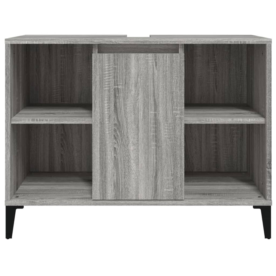 Wastafelkast 80X33X60 Cm Bewerkt Hout Eikenkleurig Grijs sonoma