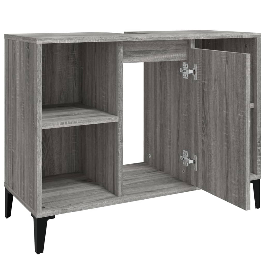 Wastafelkast 80X33X60 Cm Bewerkt Hout Eikenkleurig Grijs sonoma