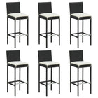 Barkrukken 6 stuks poly rattan zwart 40x44x108 cm