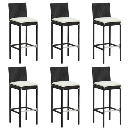 Barkrukken 6 St Met Kussens Poly Rattan Zwart