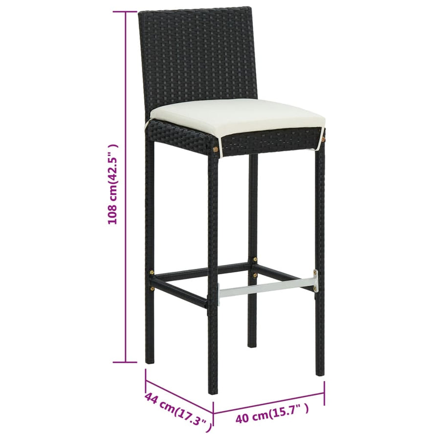 Barkrukken 6 St Met Kussens Poly Rattan Zwart
