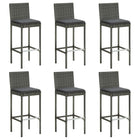 Barkrukken 6 stuks poly rattan grijs 40x44x108 cm